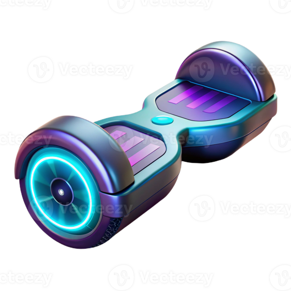 serene signature Futuristic sports hoverboard with glowing neon accents with Transparent Background png
