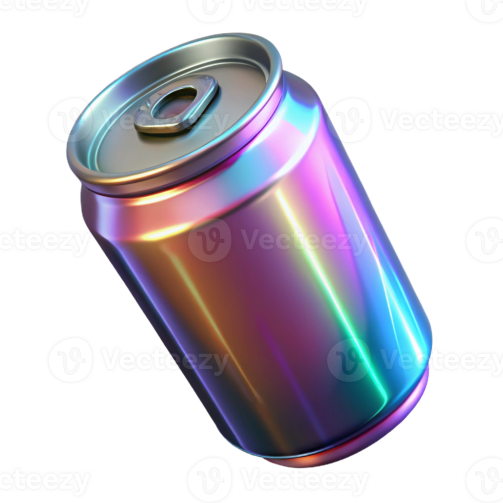 immaculate victorian Cyberpunk energy drink can with holographic label with Transparent Background sharp png