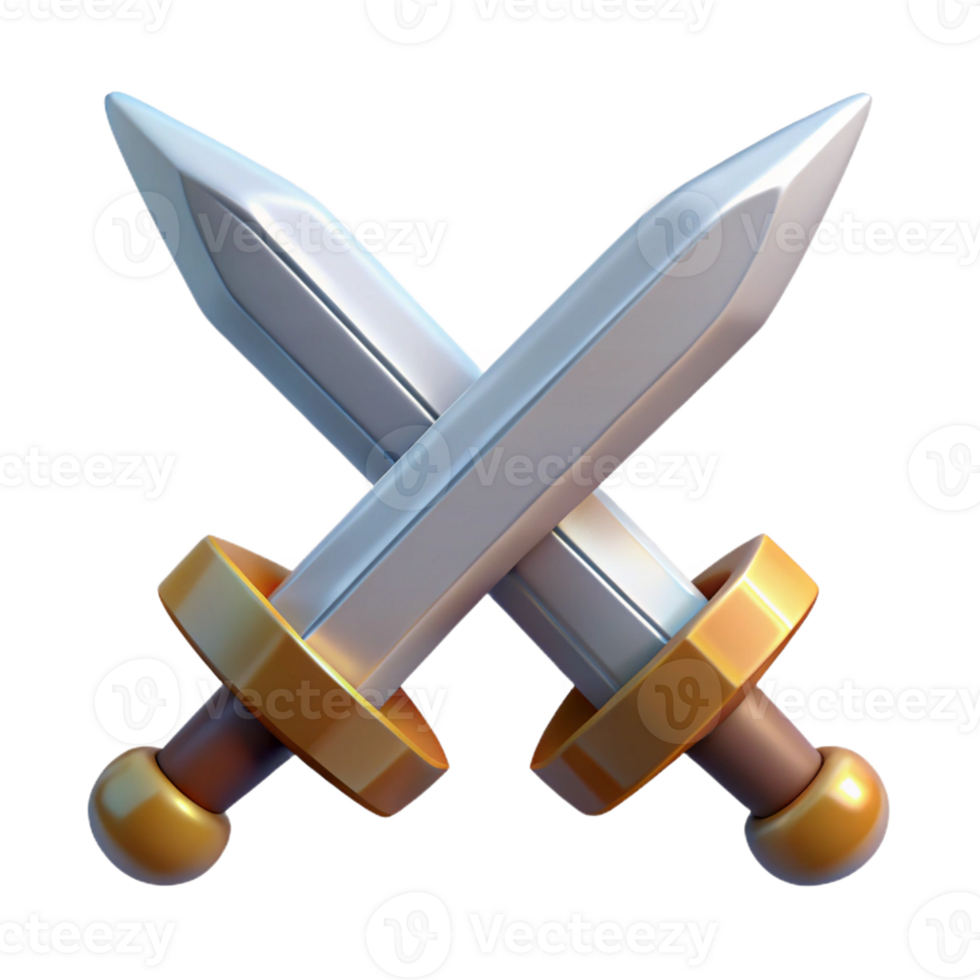 fascinating acclaimed Concept art style, isolated cutout of a stylized, low-poly game asset of a sword with Transparent Background png
