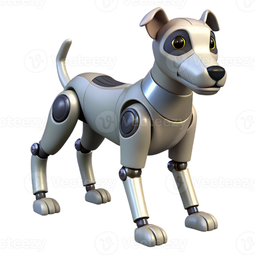 passionate alluring Robotic dog with articulated legs and wagging tail with Transparent Background perfect clarity png