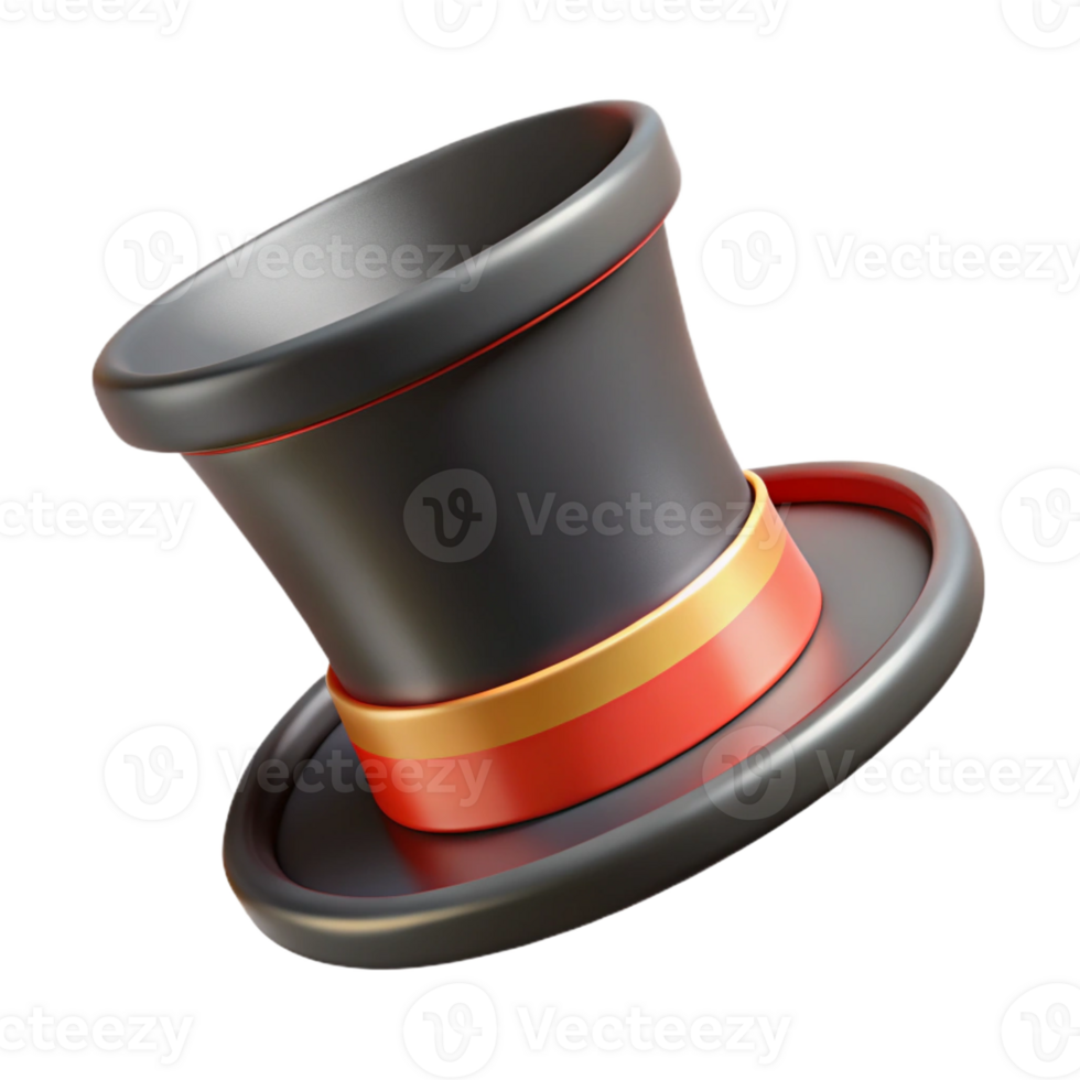 hypnotic coveted Hyper-specific, isolated cutout concept art style render of a vintage top hat with Transparent Background png