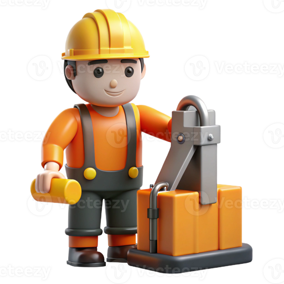 memorable creative Construction worker operating machinery with Transparent Background top-tier png