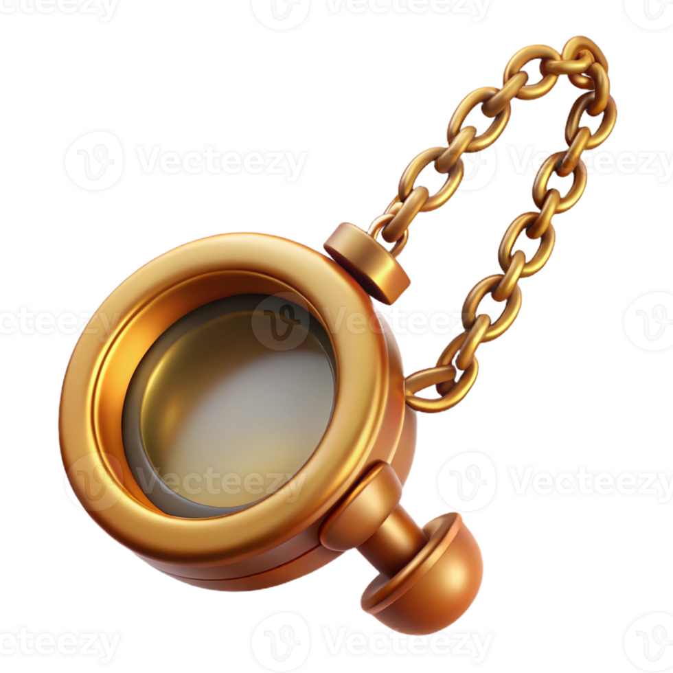 fascinating iconic Concept art style, hyper-specific isolated cutout of a vintage monocle with chain with Transparent Background png