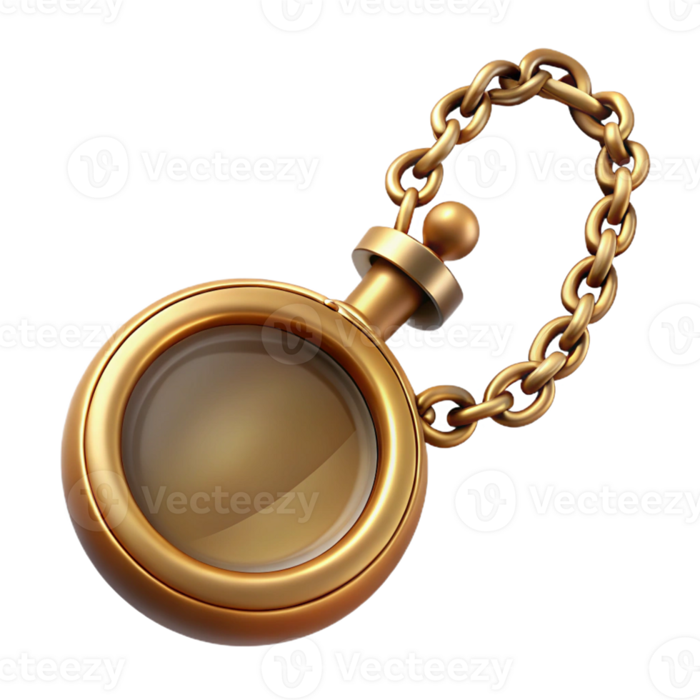 glorious calm retro Concept art style, hyper-specific isolated cutout of a vintage monocle with chain with Transparent Background handcrafted png