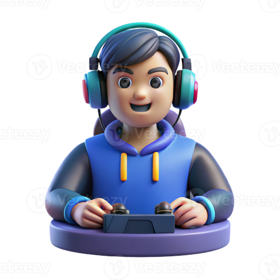joyful mesmerizing Gamer competing in an esports tournament with Transparent Background crisp png