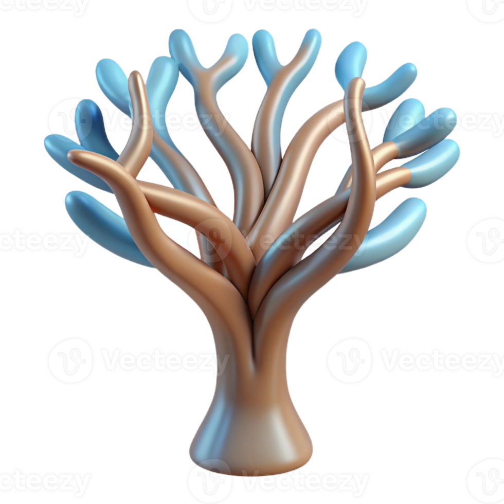 majestic signature A stylized, abstract tree with branches made of flowing lines, with Transparent Background png