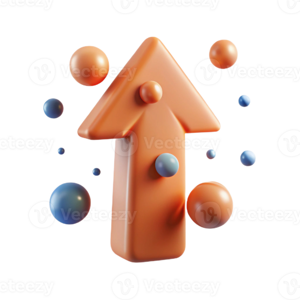 inspired retro A single, abstract arrow pointing upwards, formed by particles, with Transparent Background detailed png
