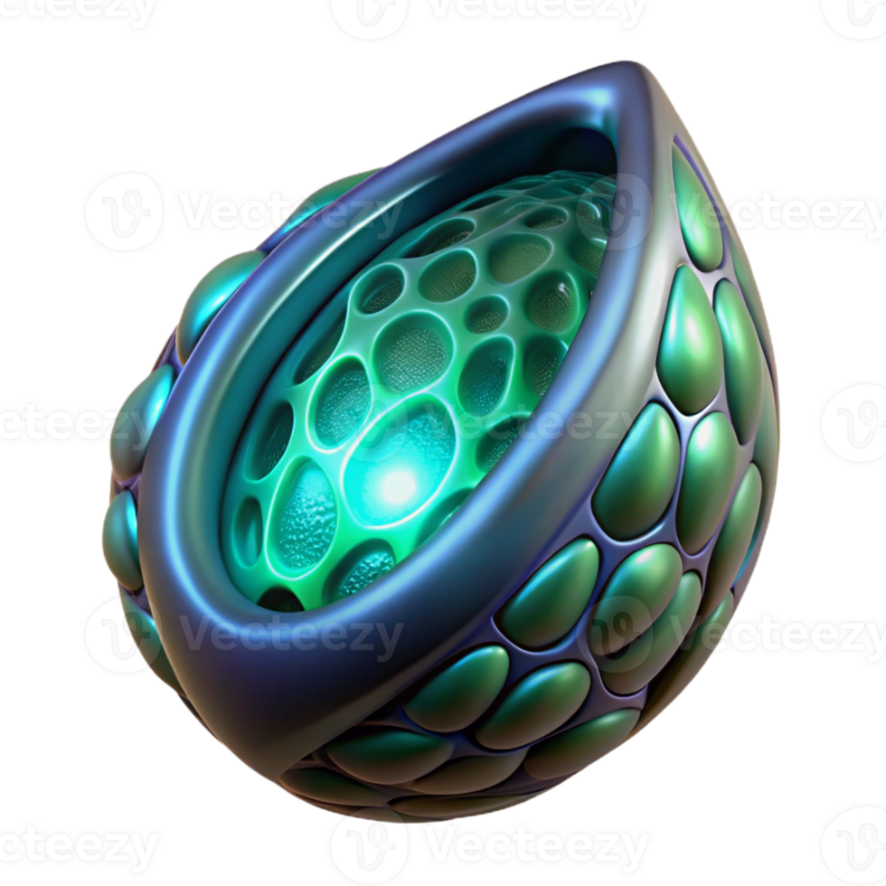 harmonious magnificent Alien seed pod with glowing interior and intricate patterns with Transparent Background premium png