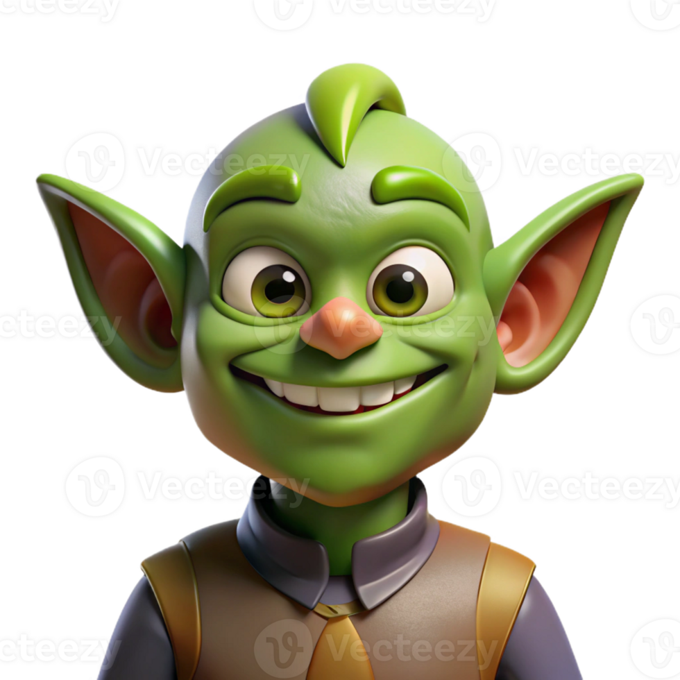 harmonious vibrant A cartoon goblin with a mischievous grin with Transparent Background refined png