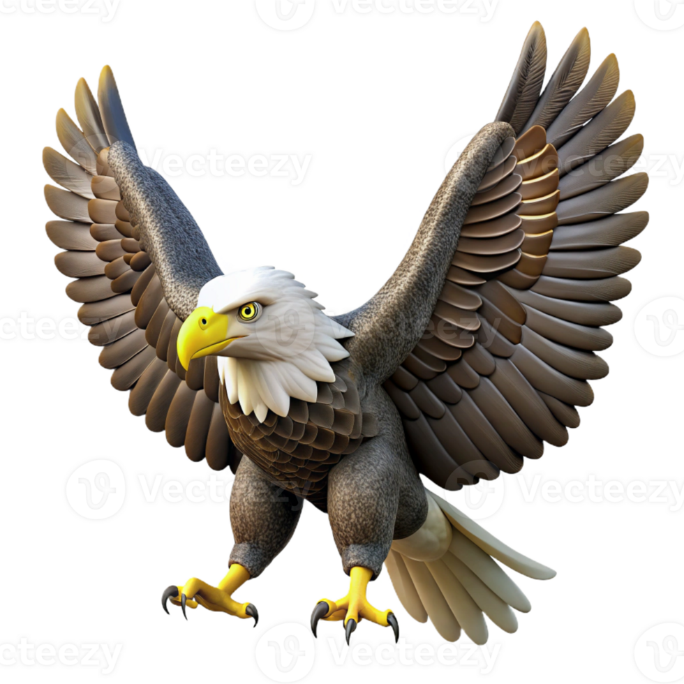 majestic baroque A majestic bald eagle with spread wings with Transparent Background handcrafted png