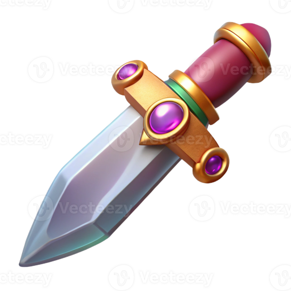 iconic avant-garde A decorative dagger with a jeweled hilt with Transparent Background perfect clarity png