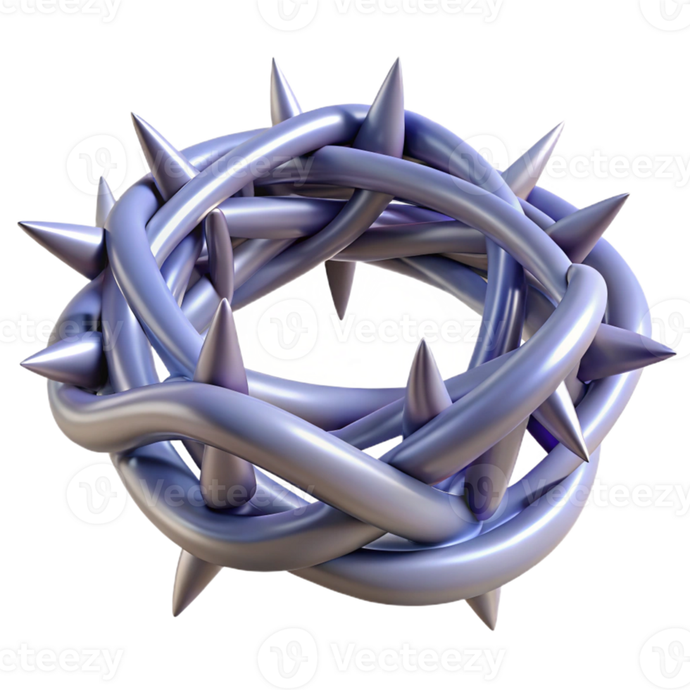 joyful immaculate A single, abstract crown made of intertwined thorns, with Transparent Background top-tier png