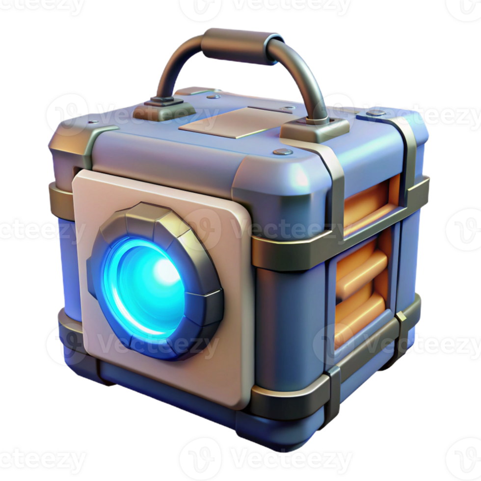 mesmerizing notable Futuristic portable power generator with glowing energy core with Transparent Background png