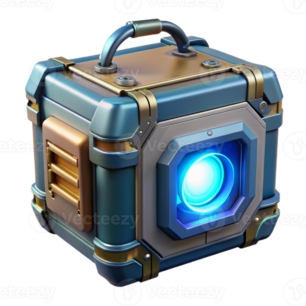 iconic creative Futuristic portable power generator with glowing energy core with Transparent Background refined png