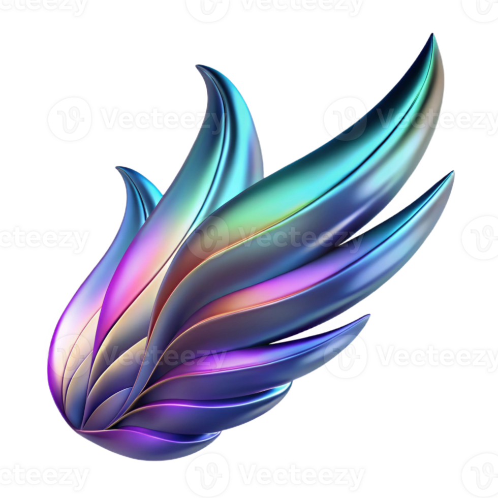 elegant passionate gothic A single, abstract wing with iridescent feathers, with Transparent Background premium png