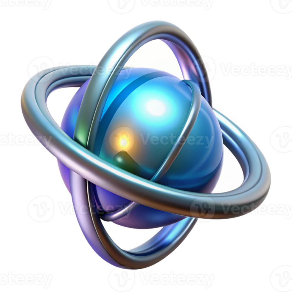 intense beautiful Futuristic floating orb with glowing energy core and rotating rings with Transparent Background premium png