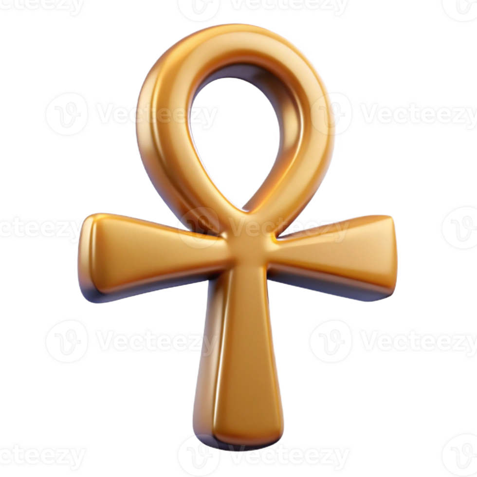 impressive classic Isolated cutout of a single Egyptian Ankh, hyper-specific, ultra-detailed, professional render, concept art style with Transparent Background museum quality png
