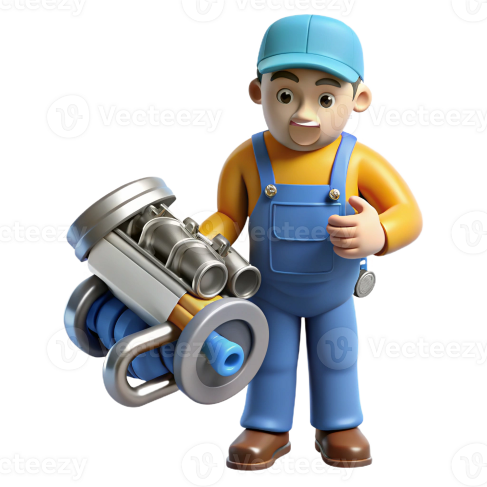 impressive mysterious artistic Mechanic inspecting a car engine with Transparent Background authentic png