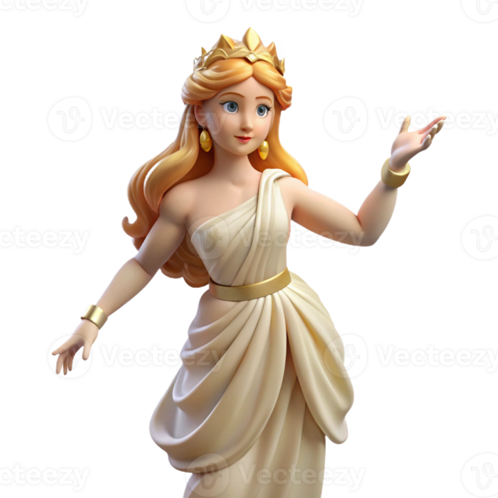 magnificent mid-century Aphrodite, Goddess of Love and Beauty, graceful pose, with Transparent Background detailed png