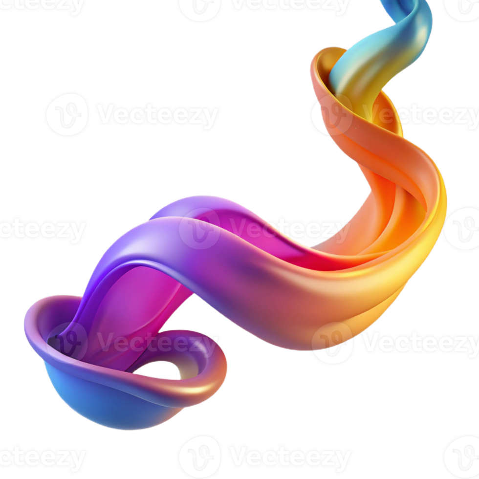 iconic geometric A flowing ribbon of colorful smoke, with Transparent Background sharp png
