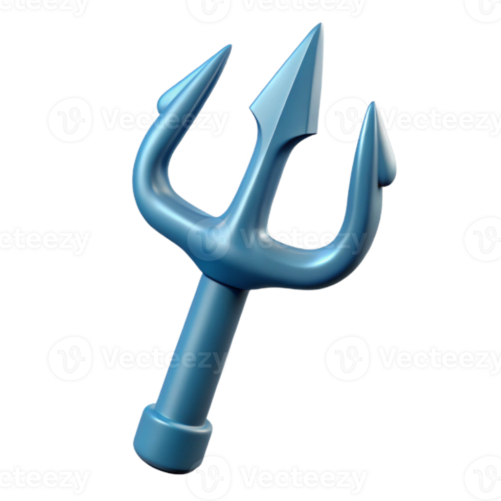 energetic majestic Isolated cutout of Poseidon's trident, hyper-specific, ultra-detailed, professional render, concept art style with Transparent Background high resolution png