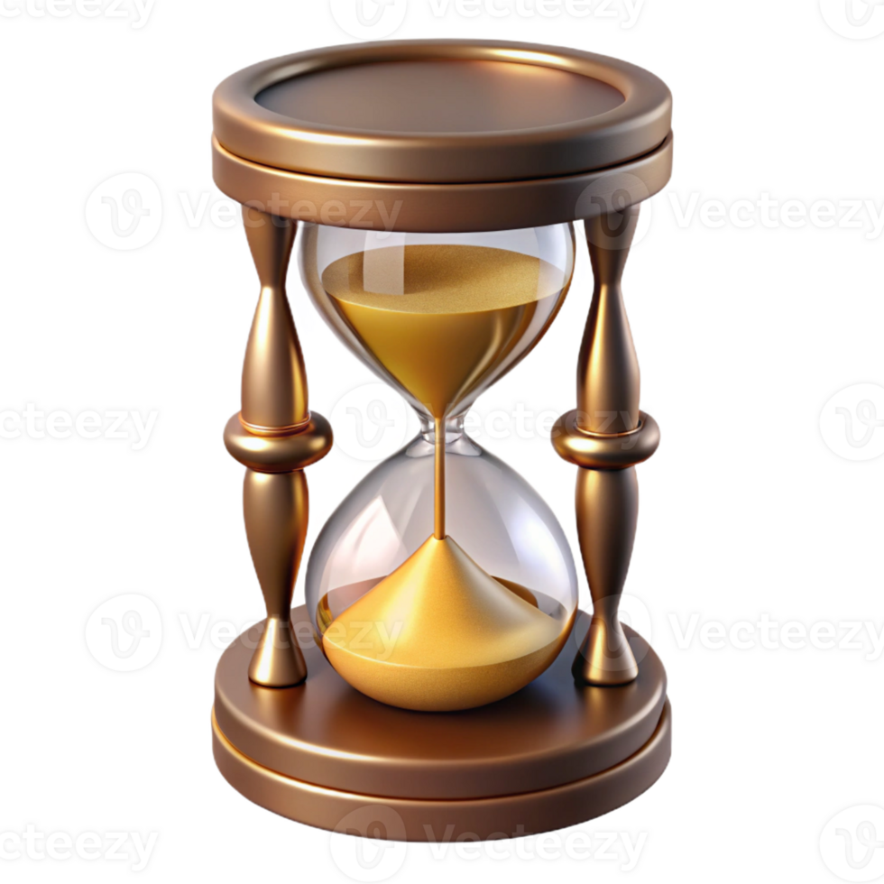 melancholic picturesque Ultra-detailed, professional render of a vintage hourglass, isolated cutout with Transparent Background museum quality png
