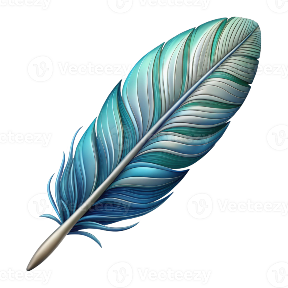 gorgeous quintessential A single, stylized feather with intricate patterns, with Transparent Background png