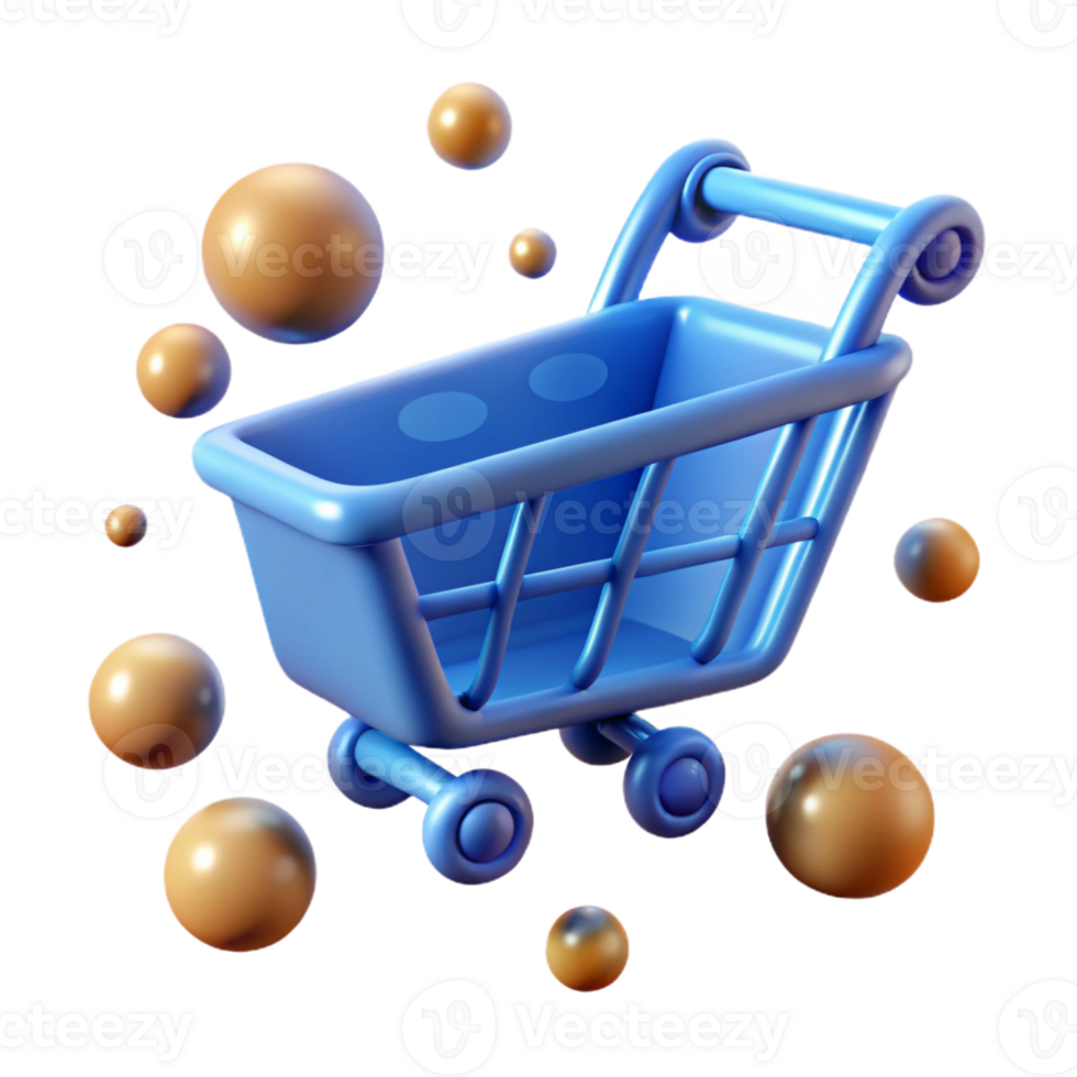 memorable impressionist A single, abstract shopping cart icon formed by particles, with Transparent Background elite png