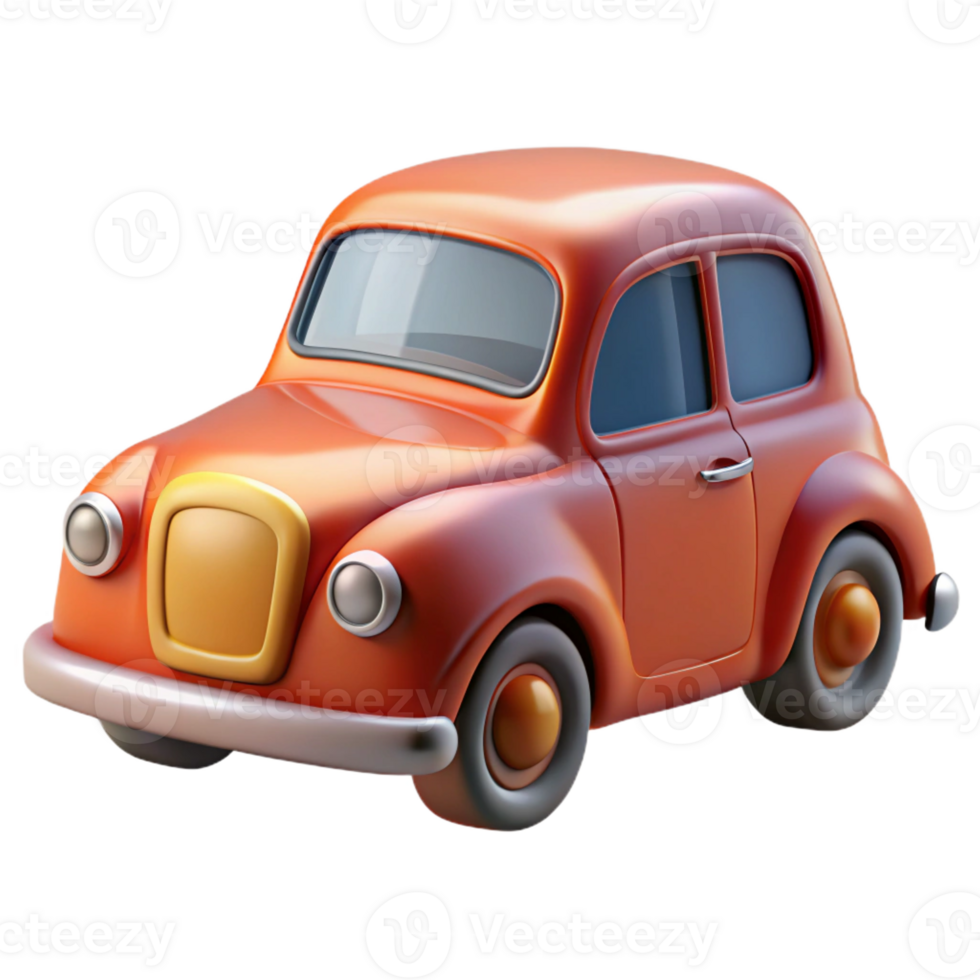 fascinating whimsical organic Concept art style, hyper-specific, isolated cutout of a vintage toy car with Transparent Background artisan png
