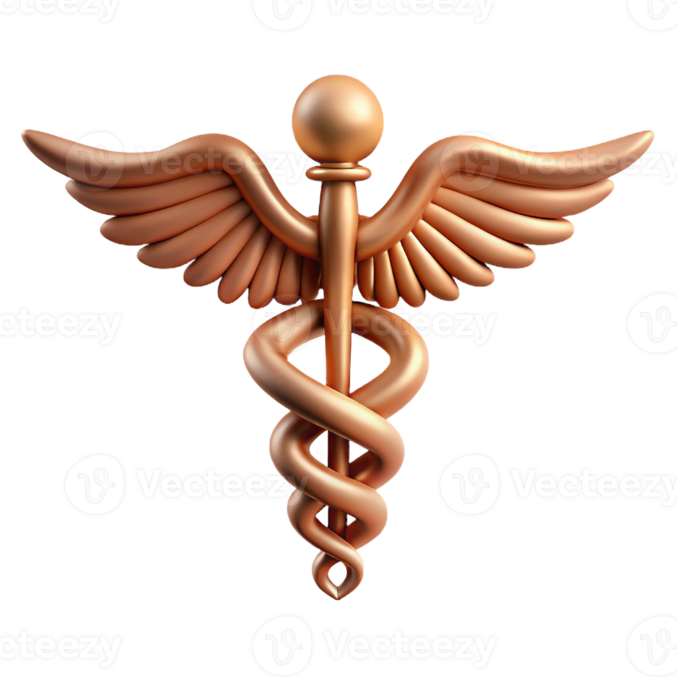 intense beautiful Hyper-specific, isolated cutout of Hermes' caduceus, photorealistic, ultra-detailed, professional render with Transparent Background 4K png