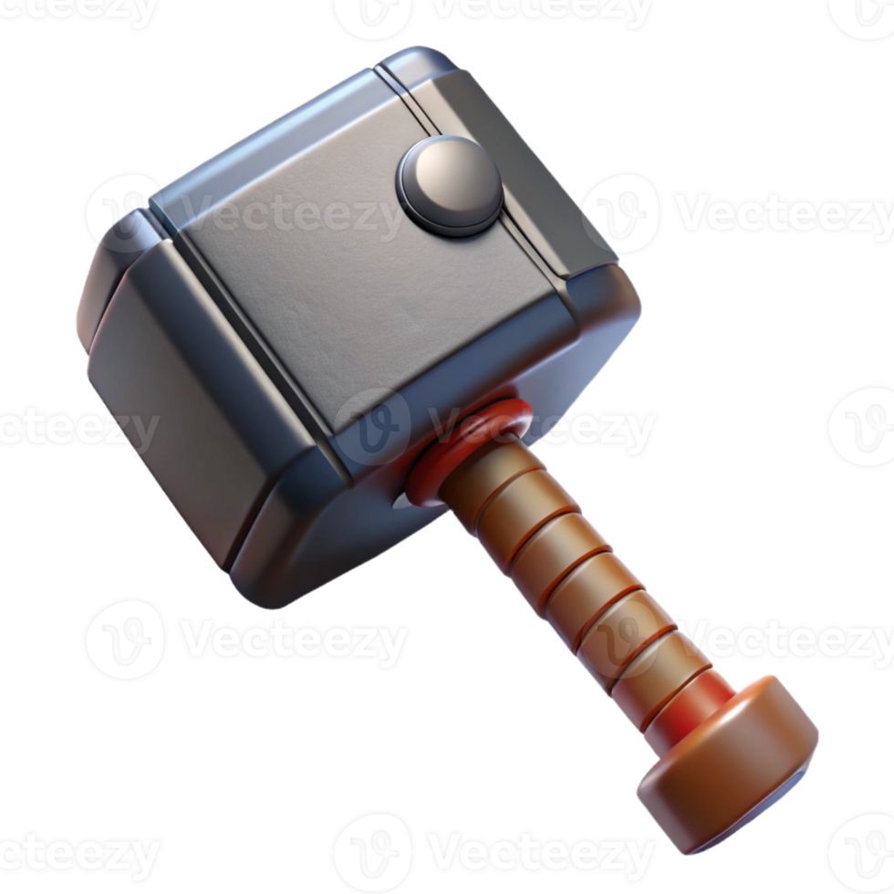 gorgeous inspired Ultra-detailed, isolated cutout of Thor's Mjolnir hammer, hyper-specific, professional render, concept art style with Transparent Background png
