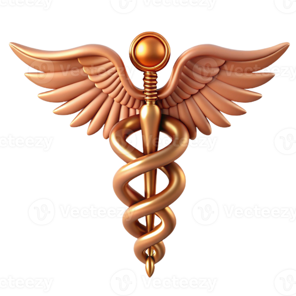 radiant nordic Caduceus, staff of Hermes, symbol of medicine and commerce, winged serpents, with Transparent Background high quality png