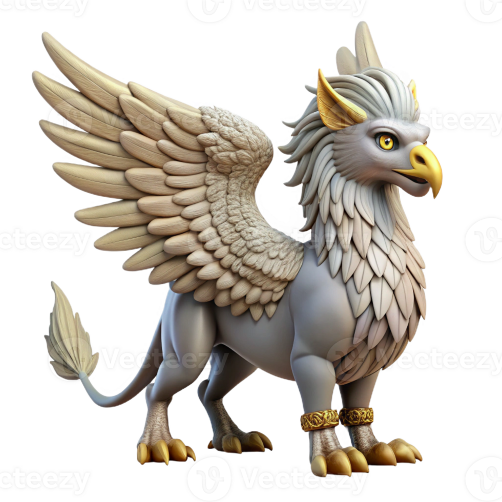 distinctive elegant A majestic griffin, wings outstretched, detailed feathers, with Transparent Background gallery standard png
