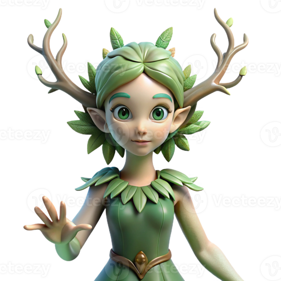 harmonious elegant Dryad, tree nymph, ethereal beauty, connected to nature, with Transparent Background masterfully captured png