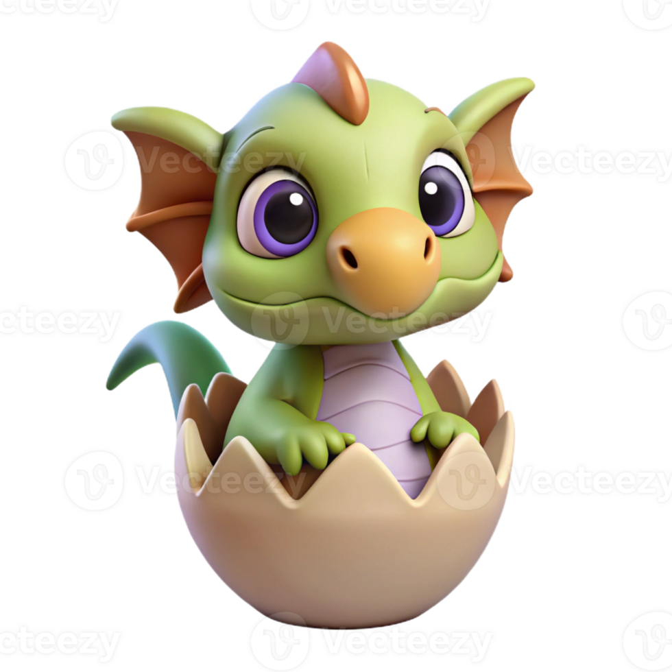 magnificent avant-garde A cute, cartoon-style dragon hatchling with Transparent Background perfect clarity png
