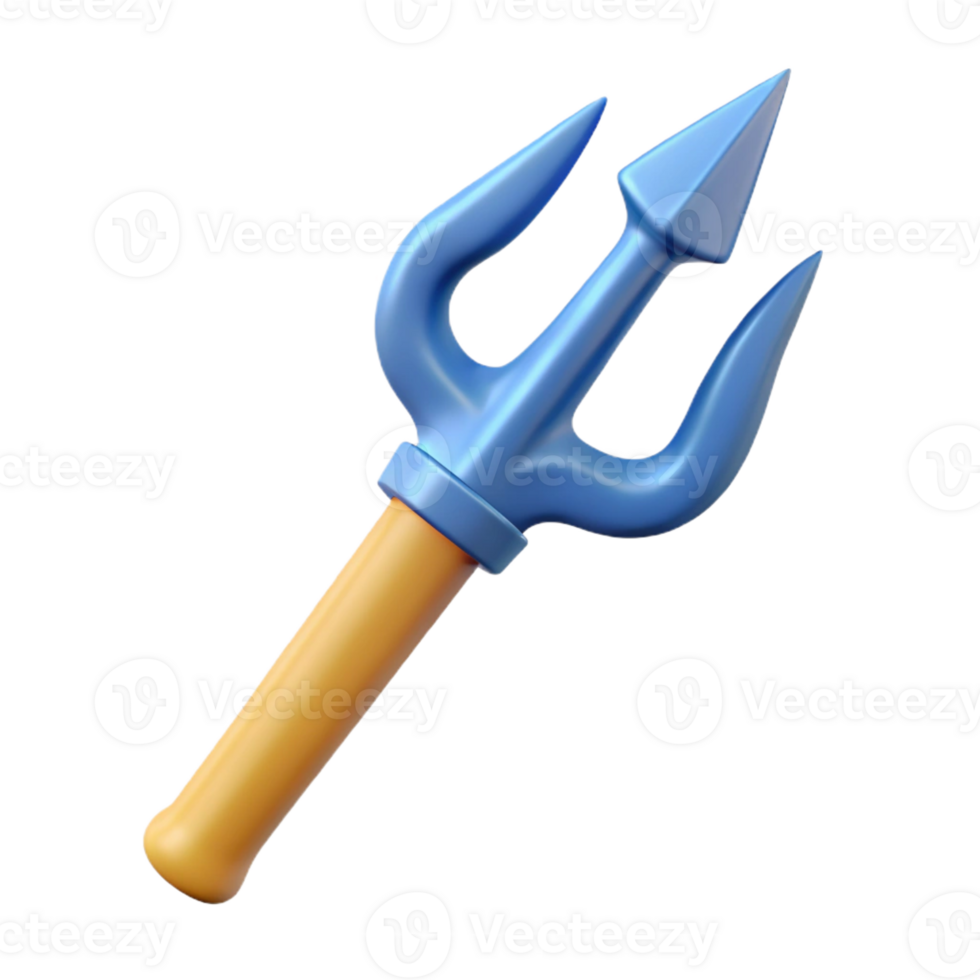 stunning futuristic Trident, three-pronged spear of Poseidon, symbol of power over the sea, with Transparent Background precision png