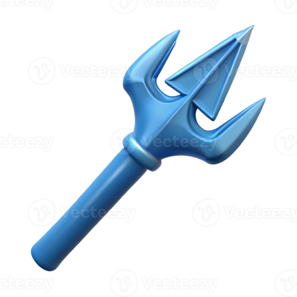 dreamy hypnotic Trident, three-pronged spear of Poseidon, symbol of power over the sea, with Transparent Background luxury png
