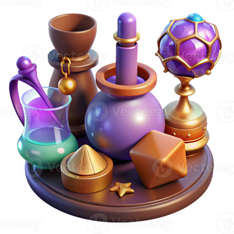 rare futuristic Magical Artifacts, set of individual artifacts with Transparent Background original png