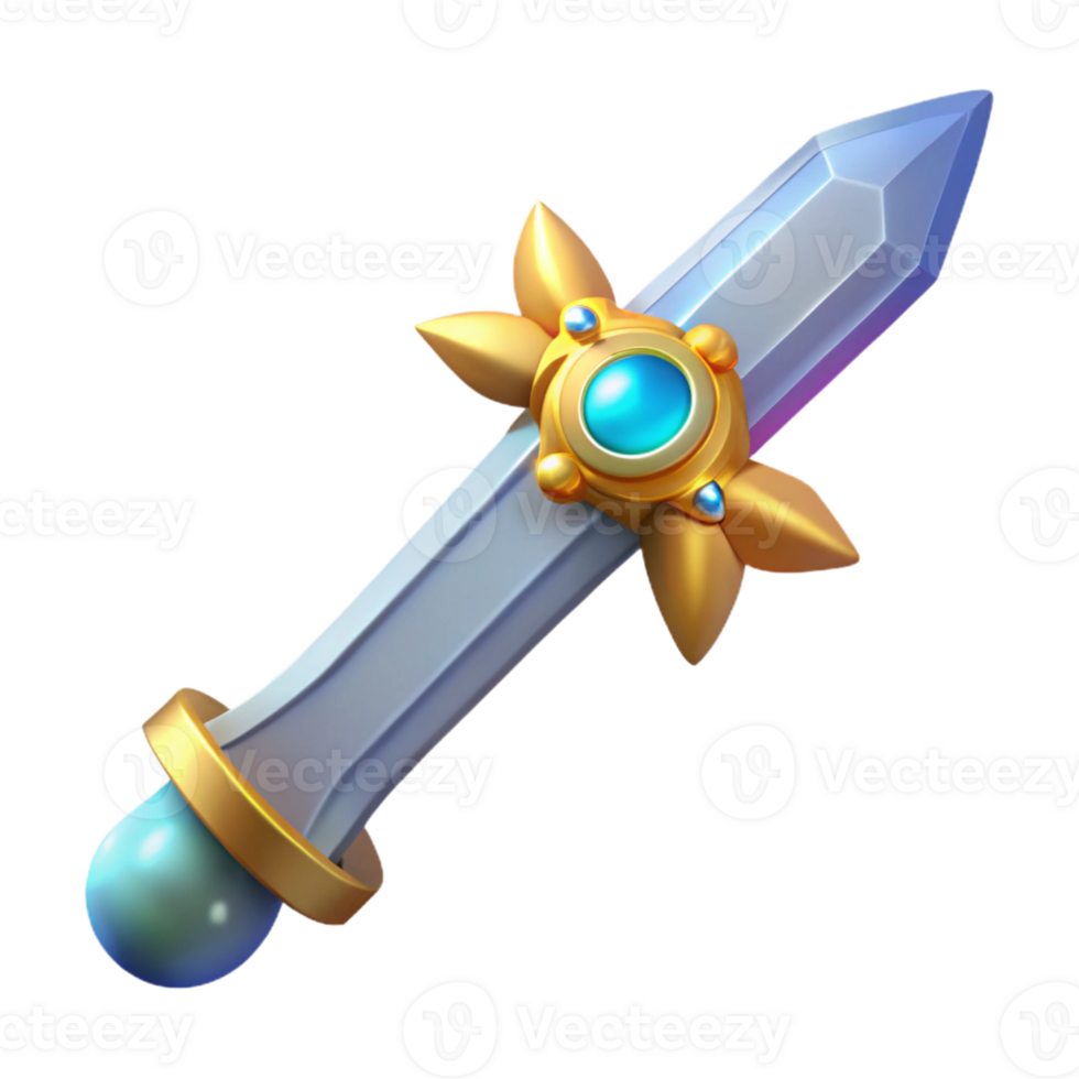 splendid unforgettable Excalibur, King Arthur's sword, magical properties, ornate hilt, with Transparent Background png