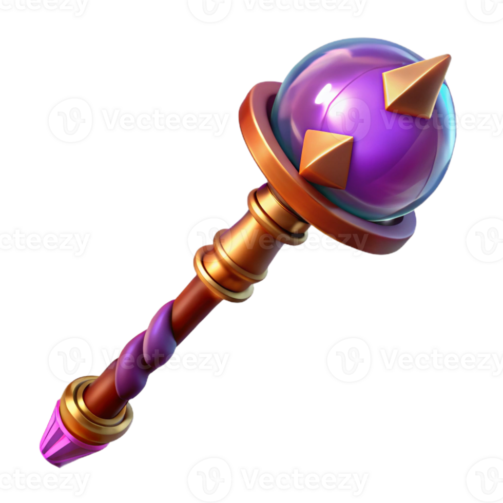 mesmerizing passionate coastal A powerful magic staff with a glowing crystal orb, with Transparent Background original png