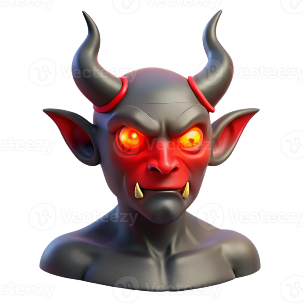 gorgeous melancholic victorian A horned demon with glowing red eyes, with Transparent Background premium png