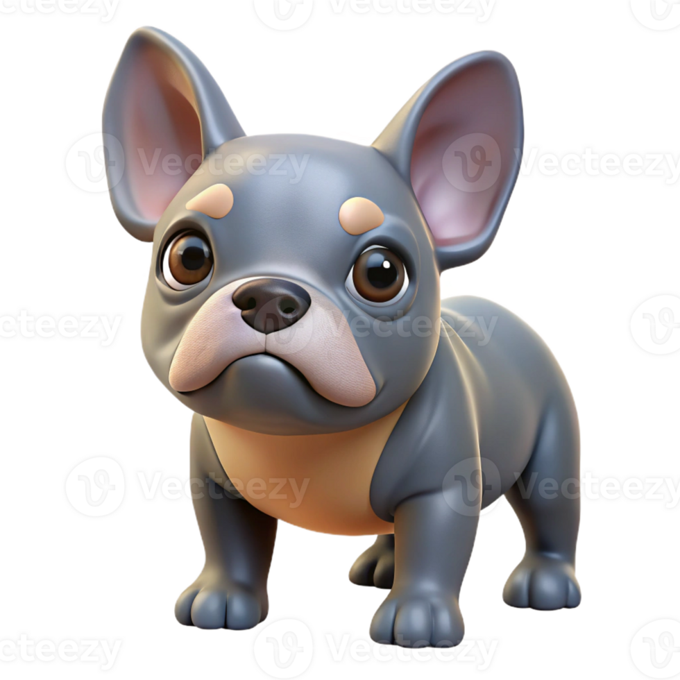 exquisite celebrated Photorealistic, ultra-detailed, professional render of a single, isolated cutout of a French bulldog puppy, head tilt with Transparent Background png