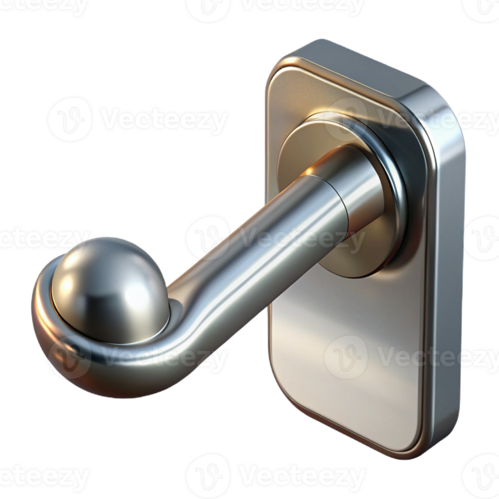majestic ethereal minimalist Bauhaus style door handle, metal, with Transparent Background masterfully captured png