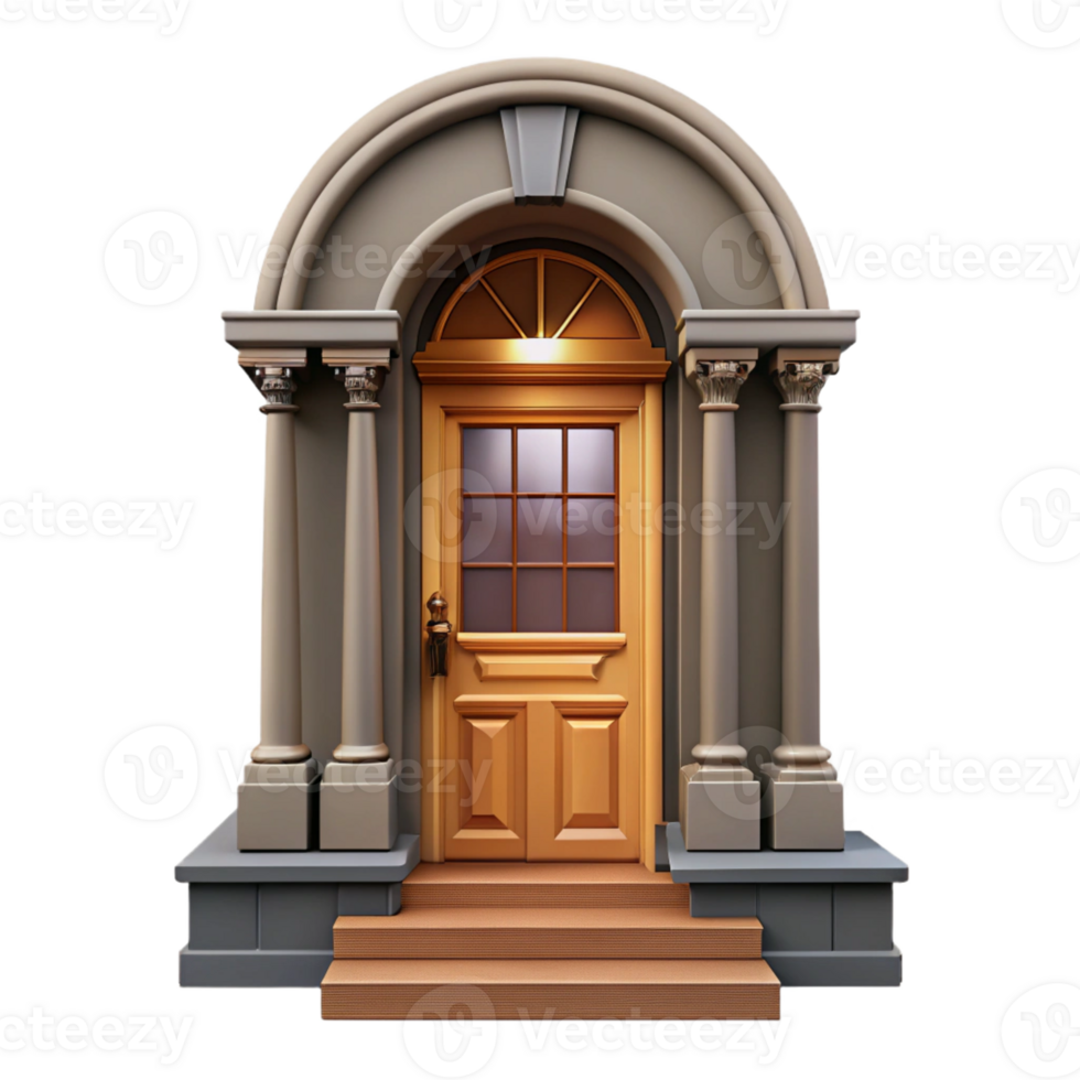 distinguished surreal Victorian townhouse front door, with Transparent Background refined png