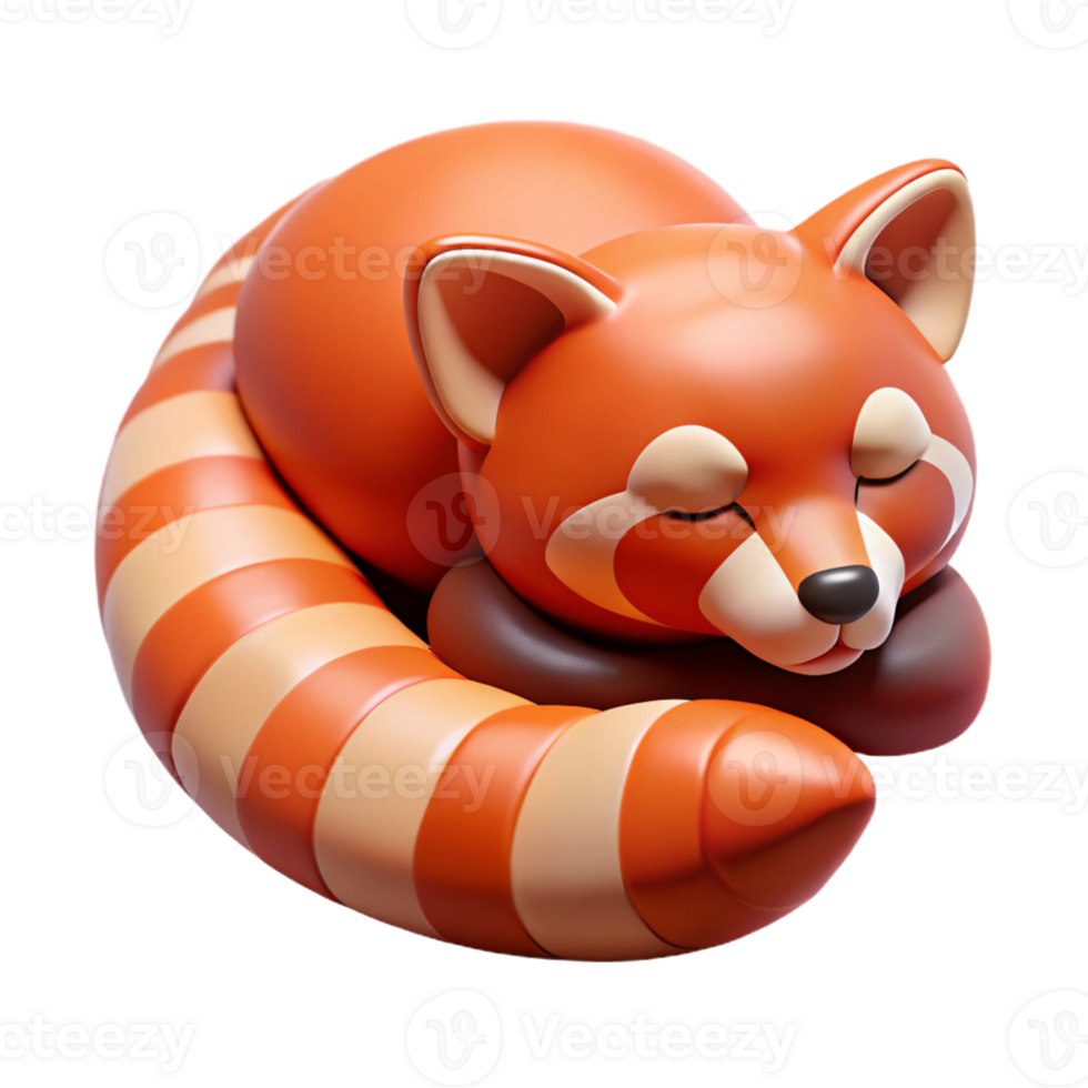 memorable impressionist Hyper-specific, concept art style isolated cutout of a single red panda, curled up, sleeping with Transparent Background handcrafted png
