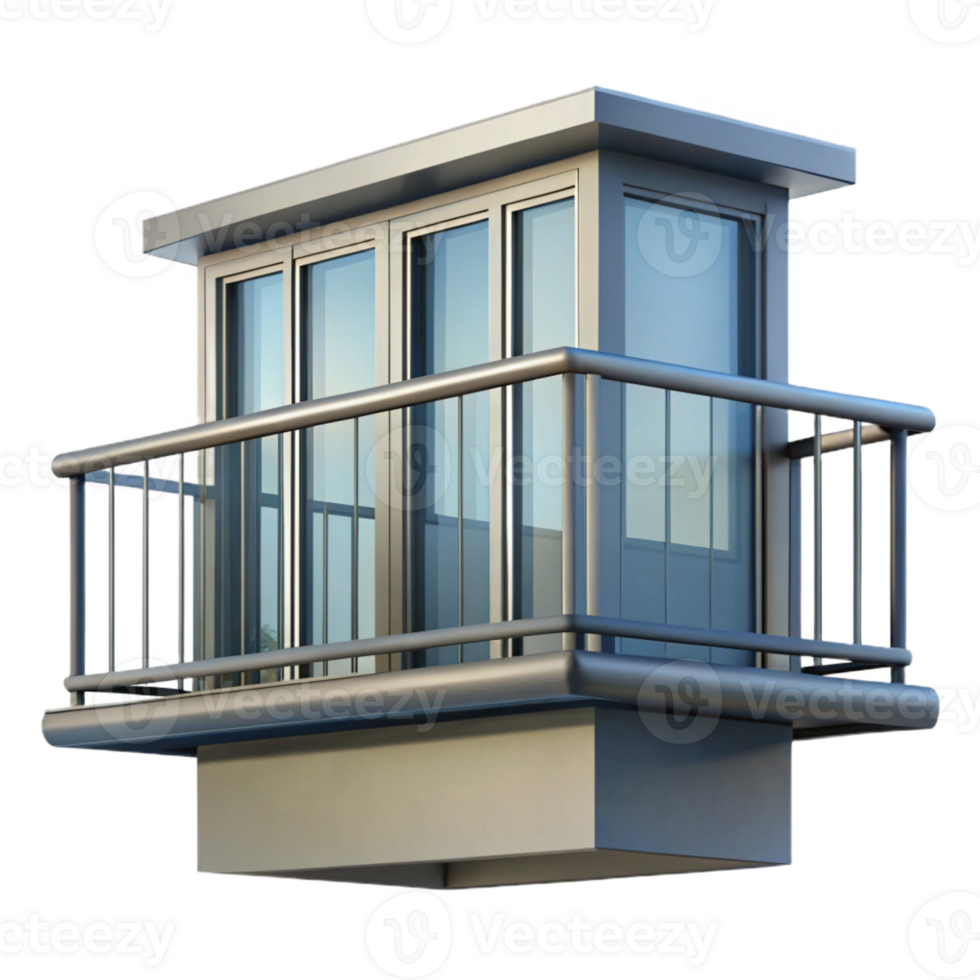 dramatic remarkable Contemporary apartment balcony railing, metal, with Transparent Background png