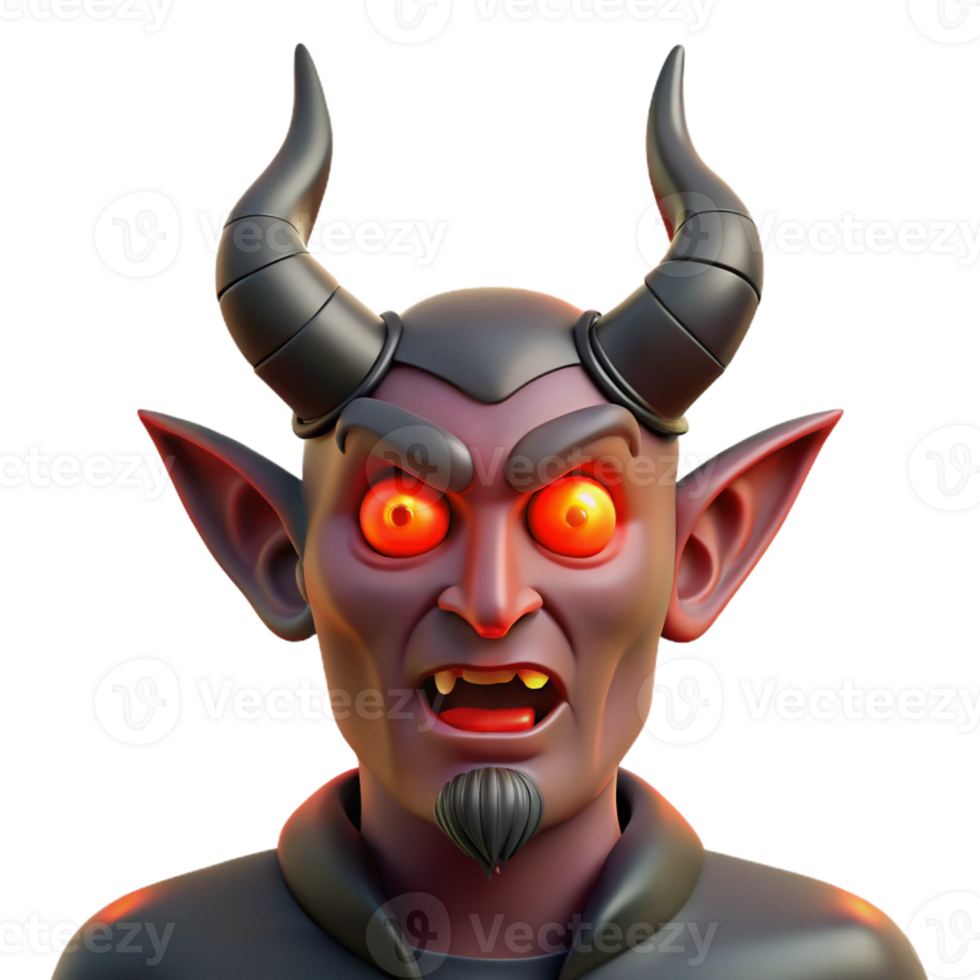iconic traditional A horned demon with glowing red eyes, with Transparent Background artisan png