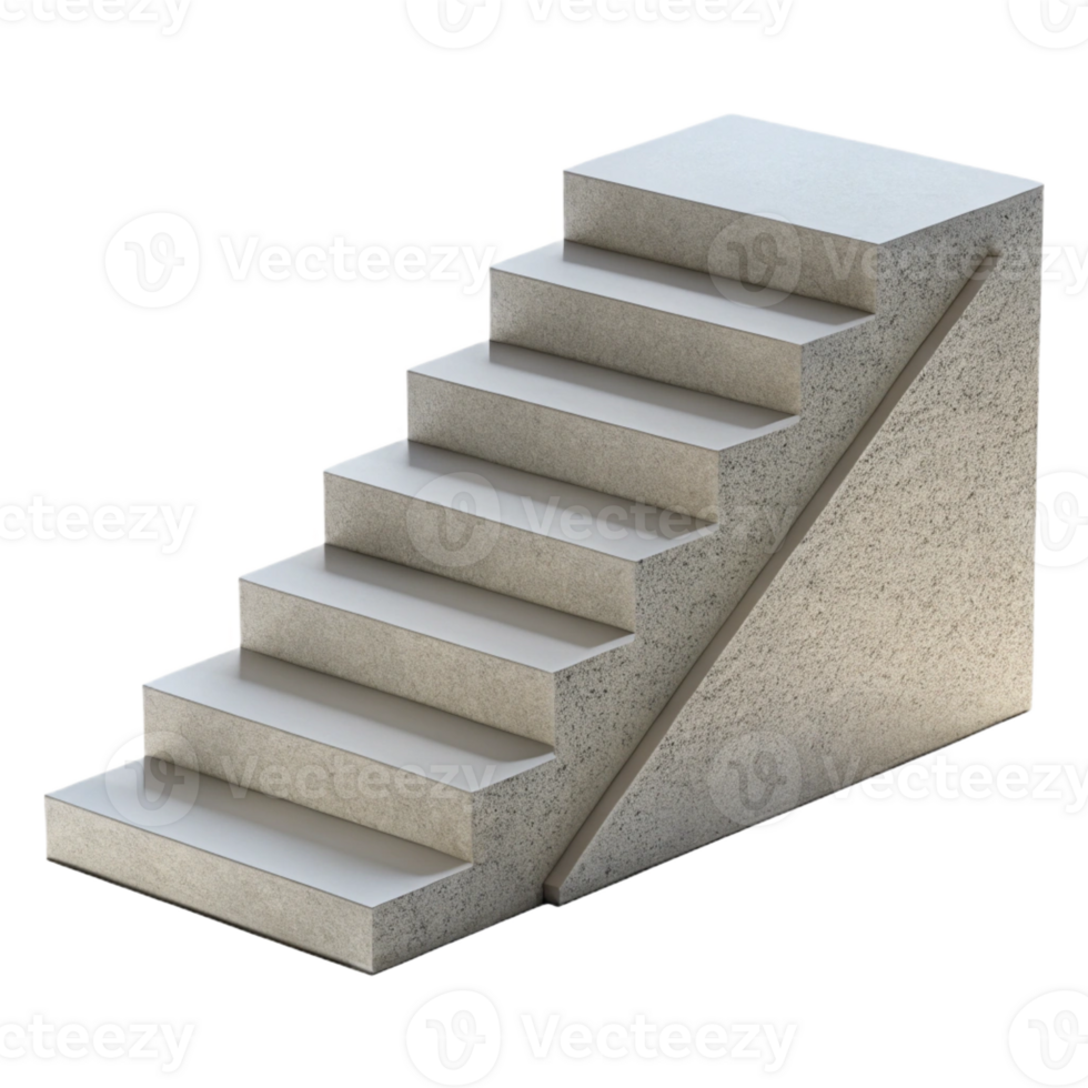 hypnotic energetic creative Modern minimalist staircase, concrete, with Transparent Background sharp png