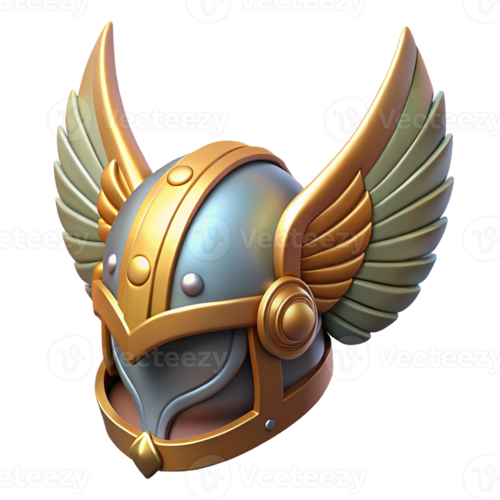 joyful radiant A winged helmet with intricate carvings, with Transparent Background high quality png