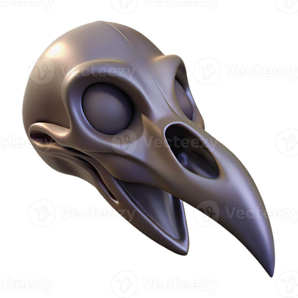 mysterious spectacular A single, realistic, raven skull with Transparent Background top-tier png